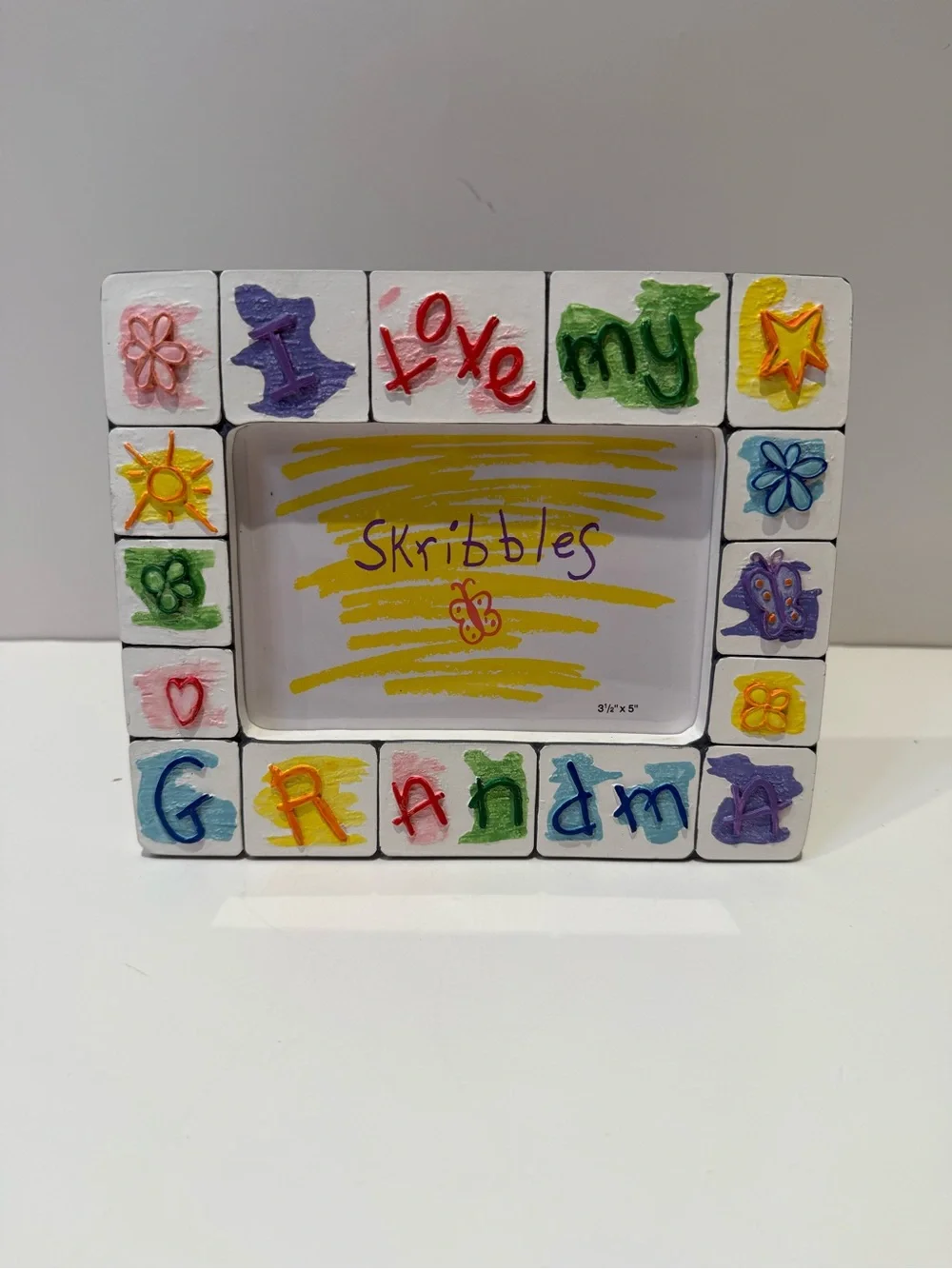 Vintage Skribbles I Love My Grandma Picture Frame 3.5x5